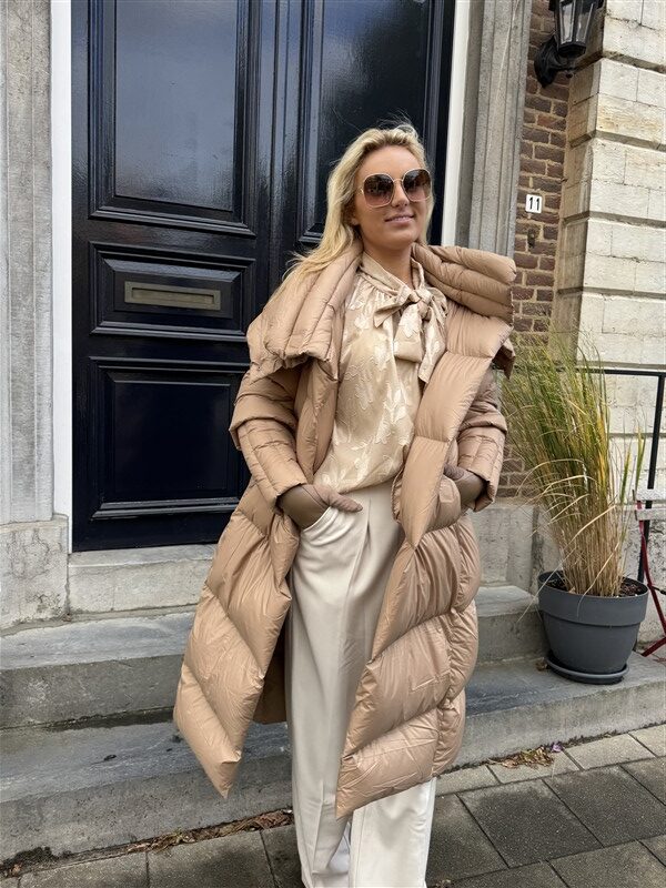 Donsjas Dubbele Kraag Beige