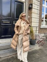 Donsjas Dubbele Kraag Beige