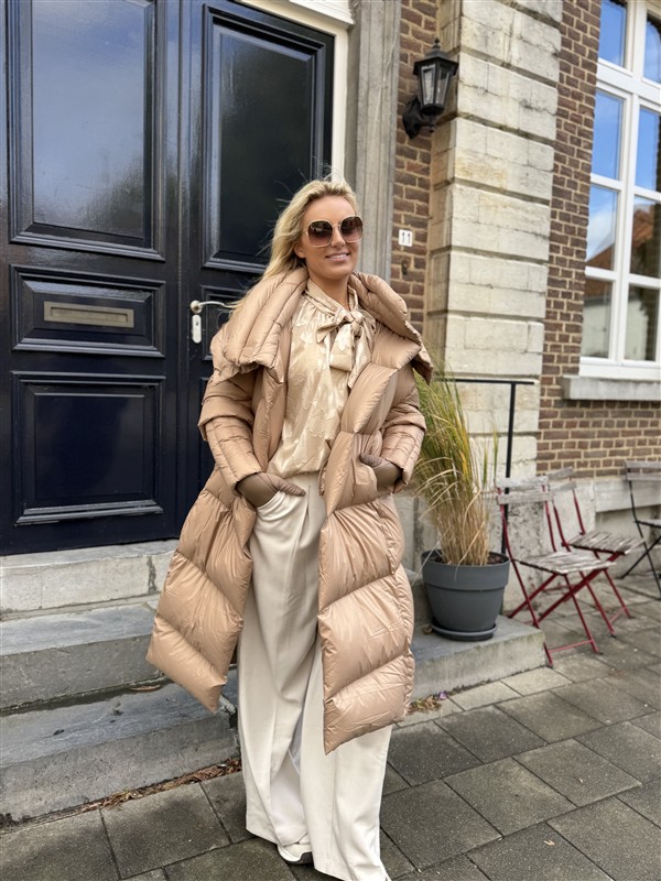 Donsjas Dubbele Kraag Beige