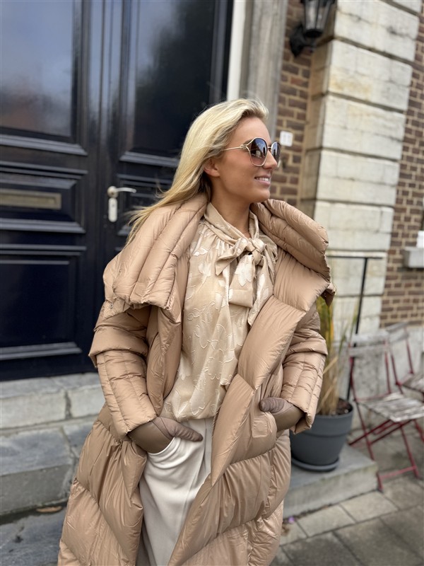 Donsjas Dubbele Kraag Beige