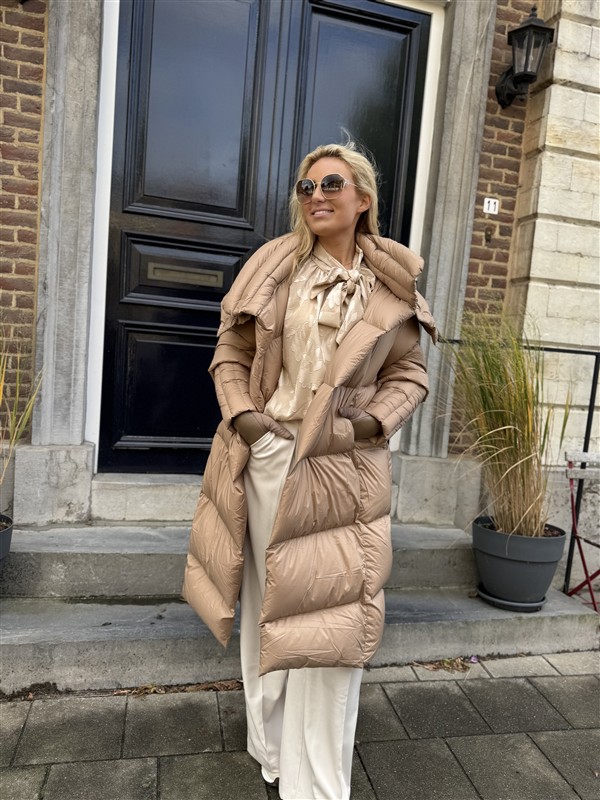 Donsjas Dubbele Kraag Beige