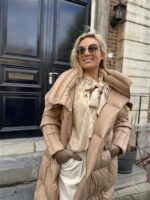 Donsjas Dubbele Kraag Beige