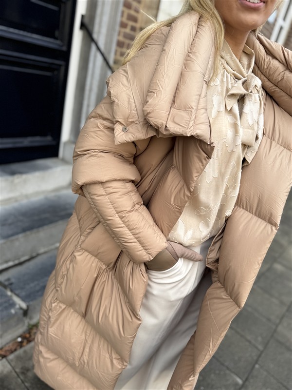 Donsjas Dubbele Kraag Beige