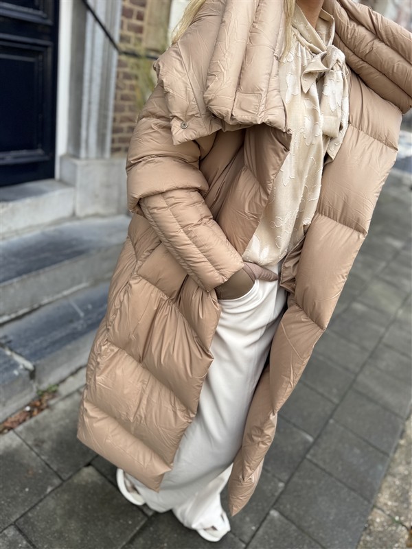 Donsjas Dubbele Kraag Beige