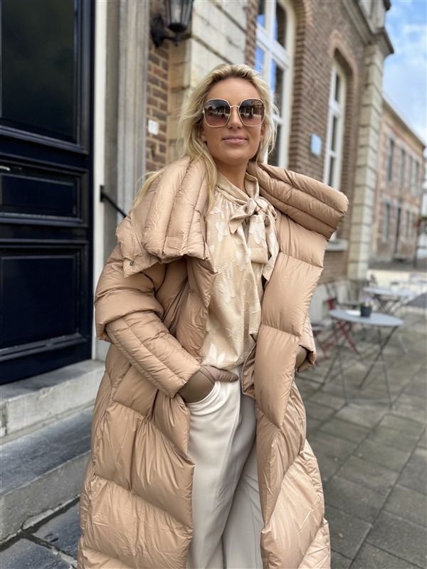 Donsjas Dubbele Kraag Beige