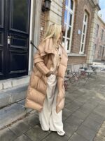Donsjas Dubbele Kraag Beige