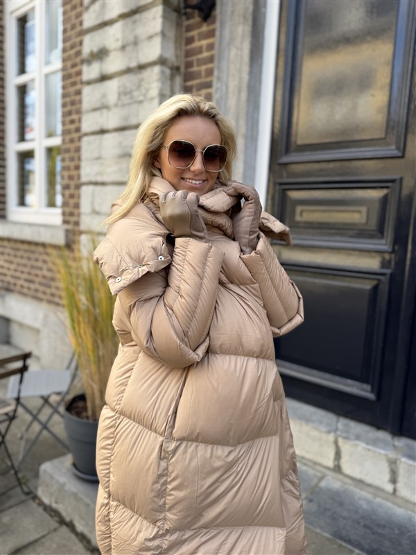 Donsjas Dubbele Kraag Beige