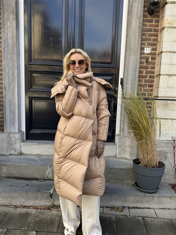 Donsjas Dubbele Kraag Beige