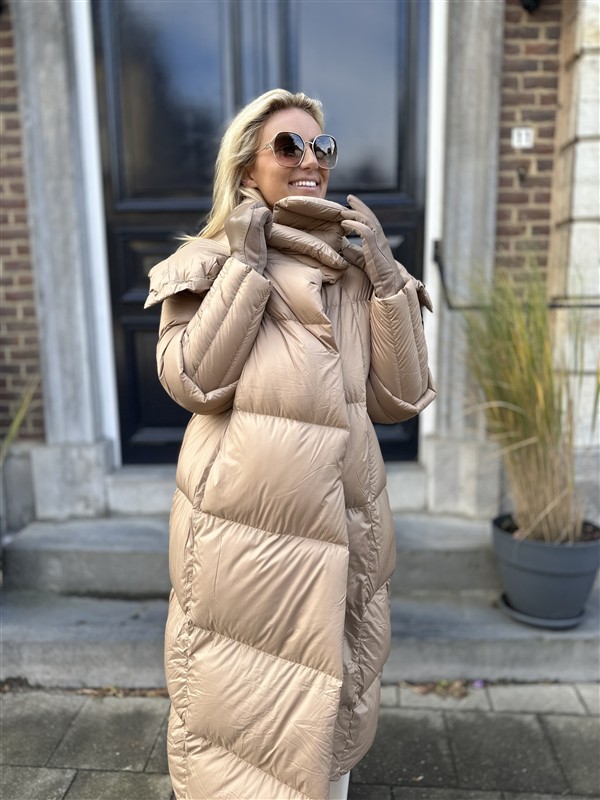 Donsjas Dubbele Kraag Beige