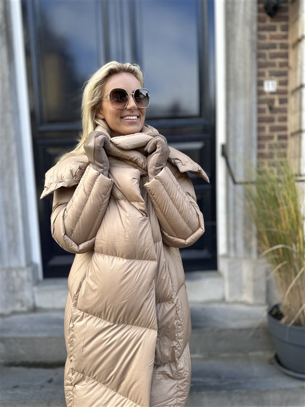 Donsjas Dubbele Kraag Beige