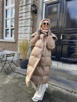 Donsjas Dubbele Kraag Beige