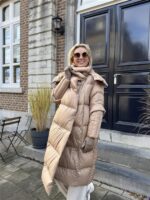 Donsjas Dubbele Kraag Beige