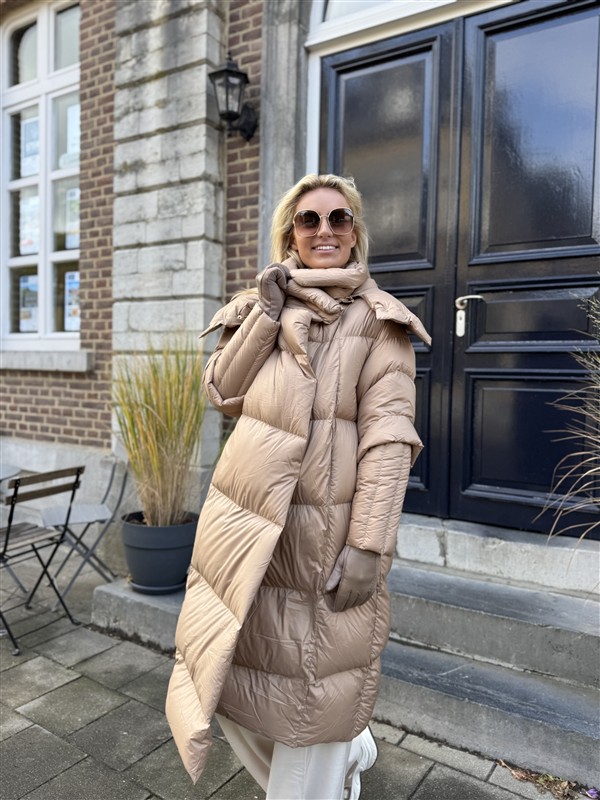 Donsjas Dubbele Kraag Beige