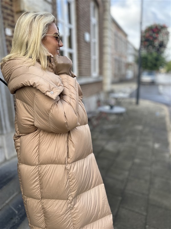 Donsjas Dubbele Kraag Beige