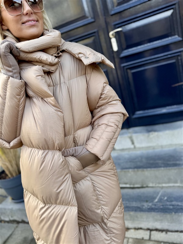 Donsjas Dubbele Kraag Beige