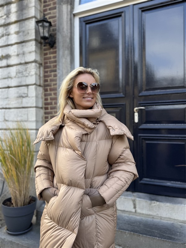 Donsjas Dubbele Kraag Beige