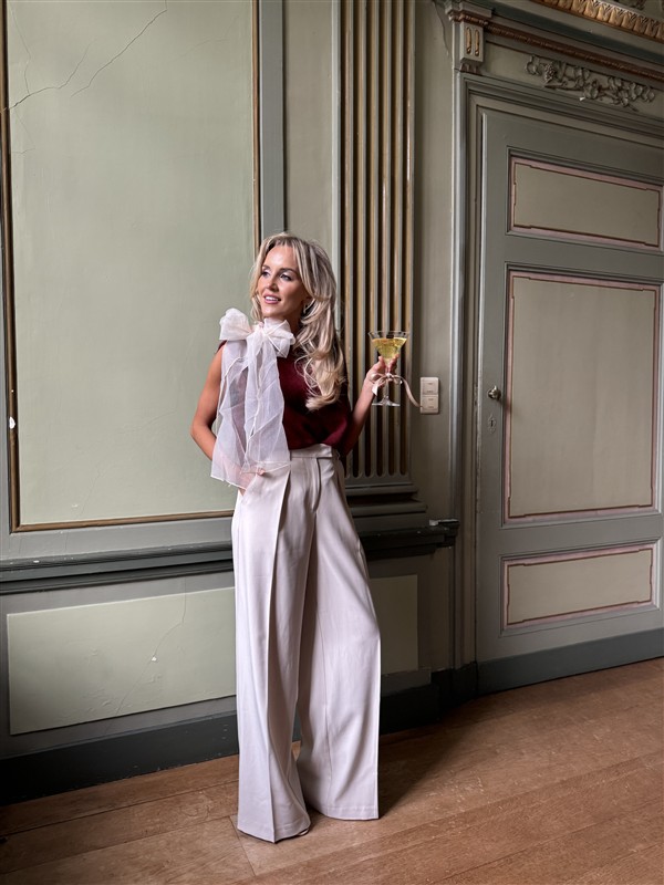 Knittop 7068 Satin Bow Hals Bordeaux