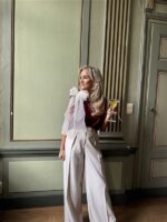 Knittop 7068 Satin Bow Hals Bordeaux