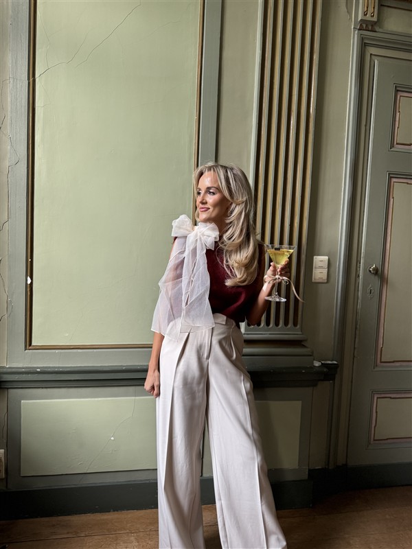 Knittop 7068 Satin Bow Hals Bordeaux