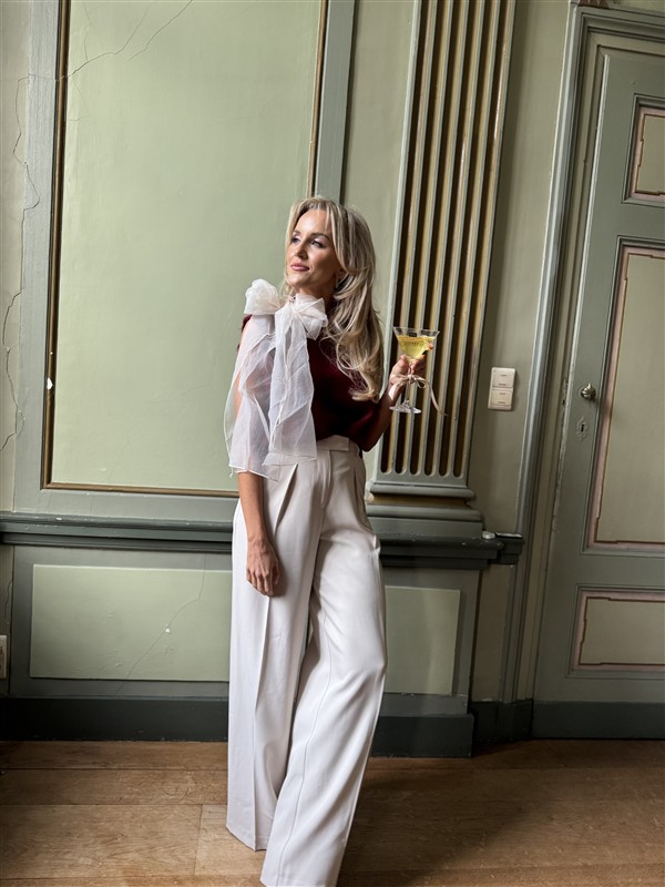 Knittop 7068 Satin Bow Hals Bordeaux