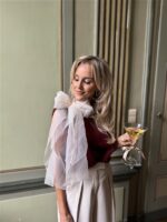 Knittop 7068 Satin Bow Hals Bordeaux