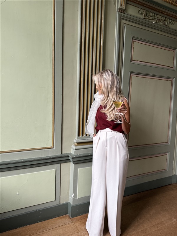 Knittop 7068 Satin Bow Hals Bordeaux