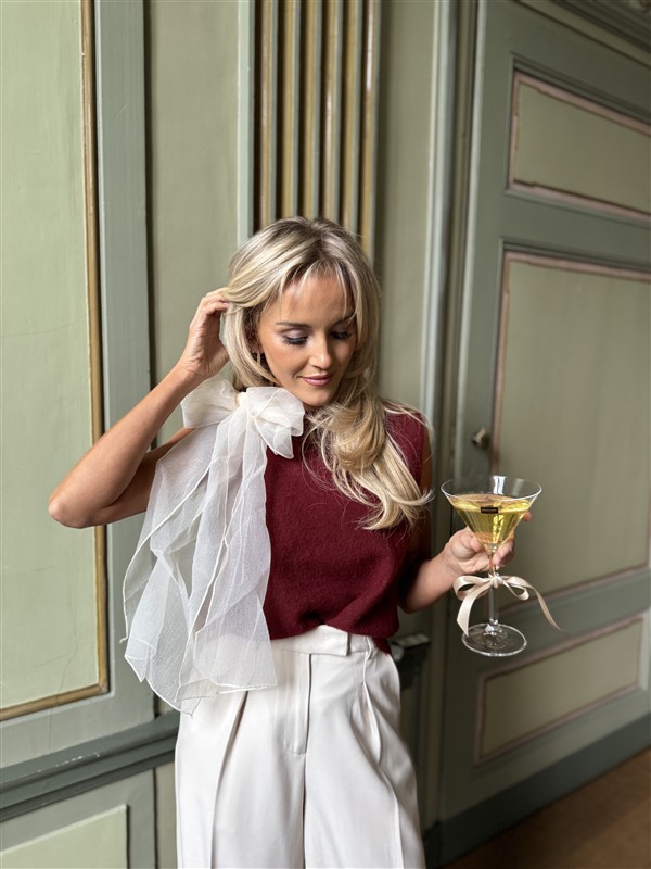 Knittop 7068 Satin Bow Hals Bordeaux