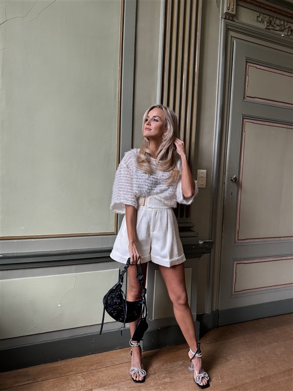 Tweed Short Pc79a Riem Gouddet Ecru