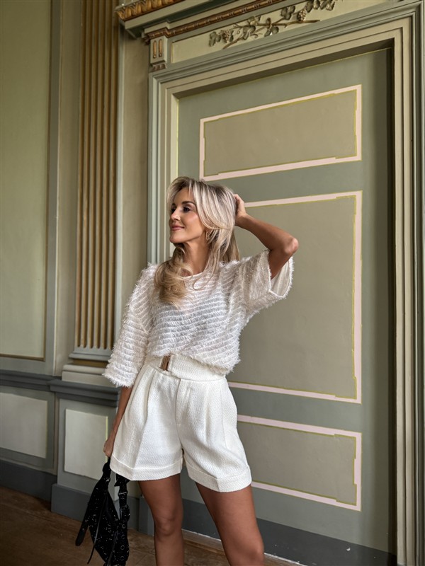 Tweed Short Pc79a Riem Gouddet Ecru