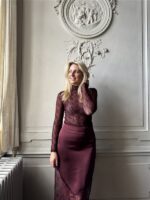 Top Tsl1720 Dentelle Fine Bordeaux