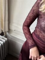 Top Tsl1720 Dentelle Fine Bordeaux