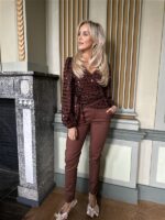 Top 8866-3 Flower Paillet Bruin