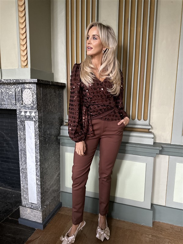 Top 8866-3 Flower Paillet Bruin