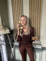 Top 8866-3 Flower Paillet Bruin