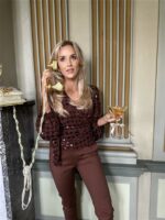 Top 8866-3 Flower Paillet Bruin