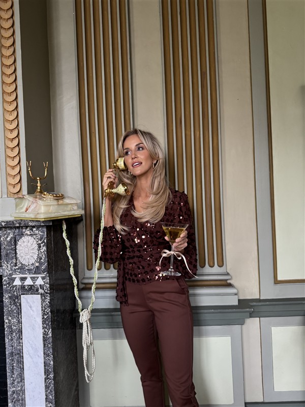 Top 8866-3 Flower Paillet Bruin