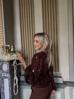 Top 8866-3 Flower Paillet Bruin