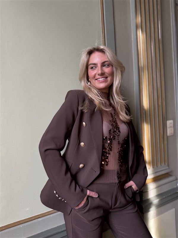 Blazer V195 Gold Buttons Bruin