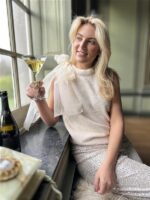 Knittop 7068 Satin Bow Hals Beige