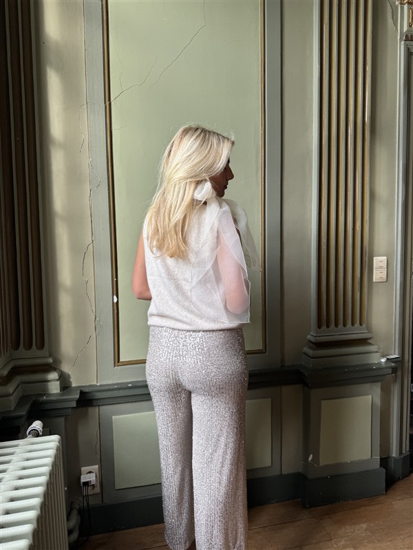 Knittop 7068 Satin Bow Hals Beige