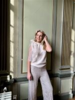 Knittop 7068 Satin Bow Hals Beige