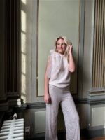 Knittop 7068 Satin Bow Hals Beige