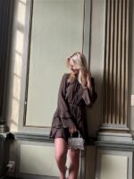 Jurk Ap2754 Mini Studs Bruin