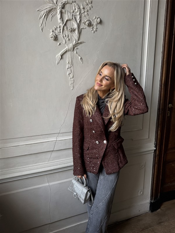 Sparkle Blazer V2521e Tweed Bruin