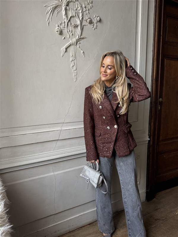 Sparkle Blazer V2521e Tweed Bruin
