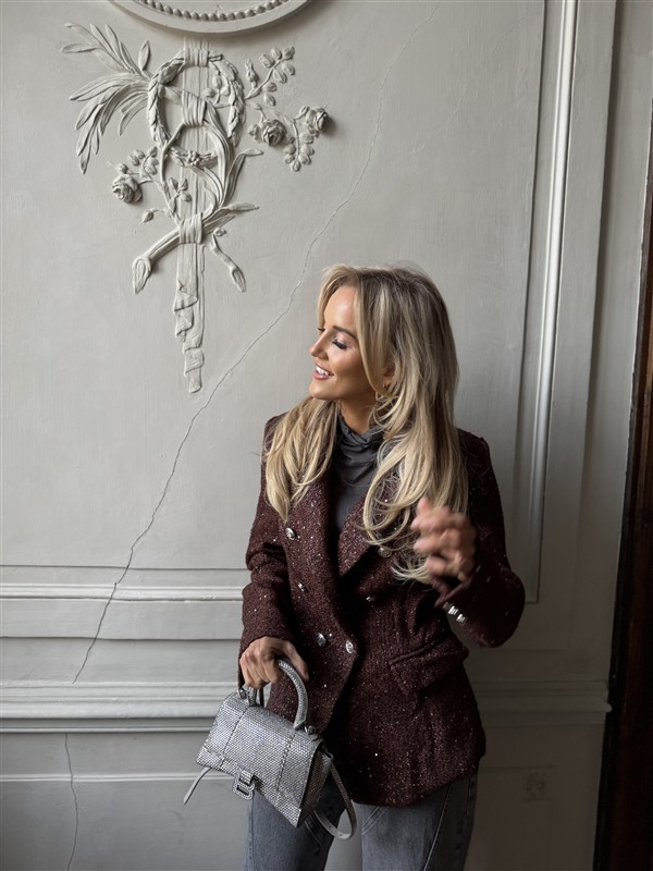 Sparkle Blazer V2521e Tweed Bruin