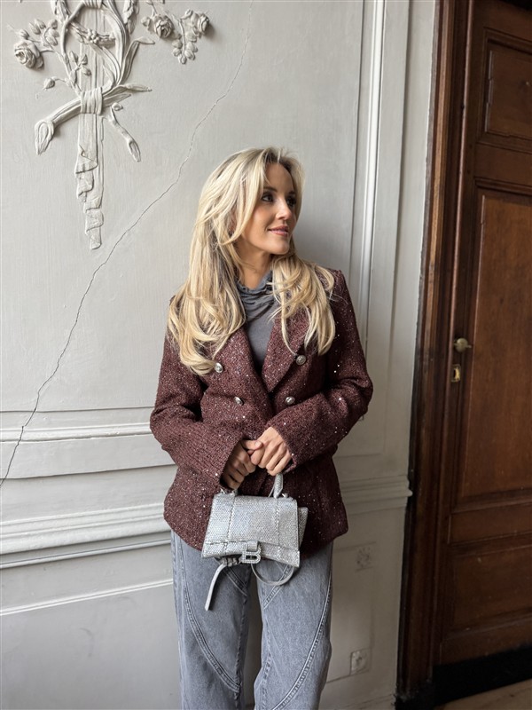 Sparkle Blazer V2521e Tweed Bruin