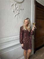 Jurk 8939 Overslag Bow Paillet Bruin