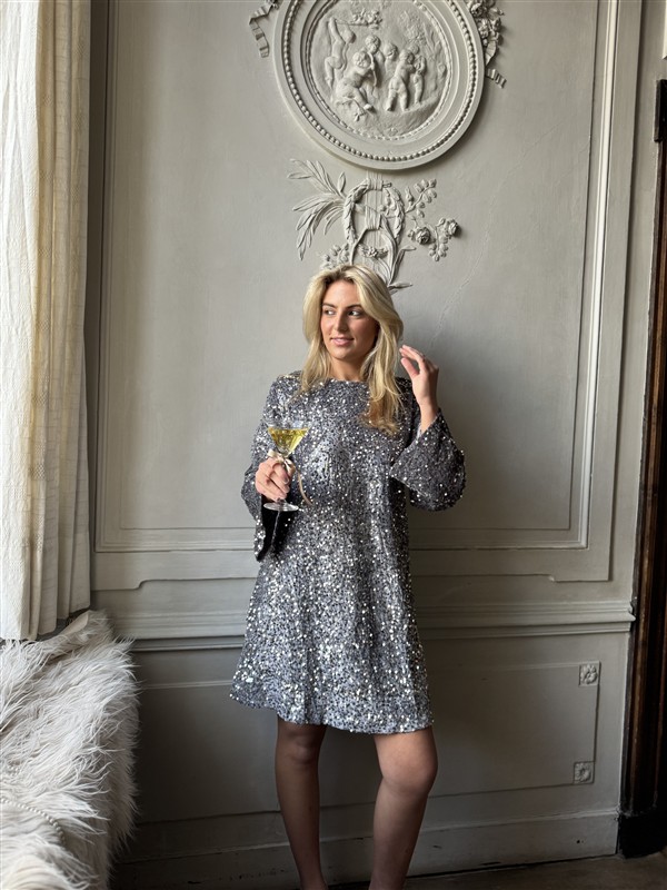 Jurkje Zp782 Paillet Bow Rug Zilver