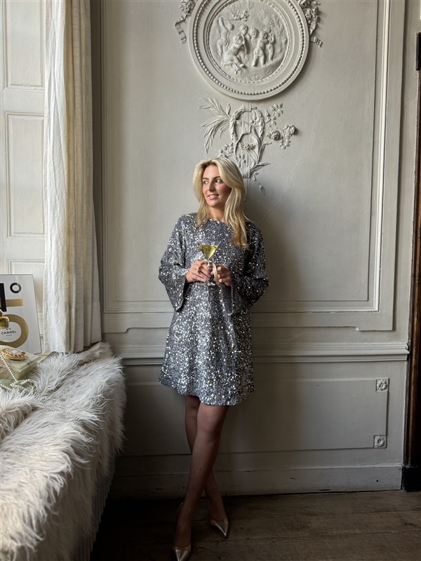 Jurkje Zp782 Paillet Bow Rug Zilver